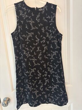 90’s Era Style & Co. Navy Mini Dress with White Floral Print size 8p
